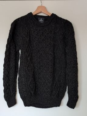 Aran Woolen Mills Dark Grey Cable-Knit Sweater